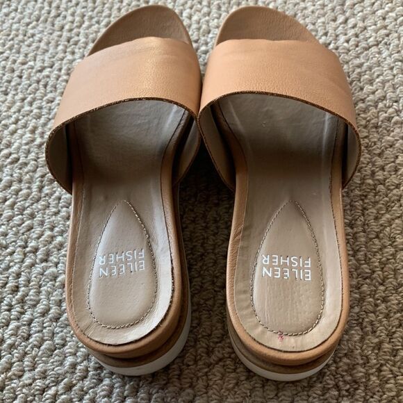EILEEN Fisher leather tan sandals women’s size 6.5 - Picture 3 of 9